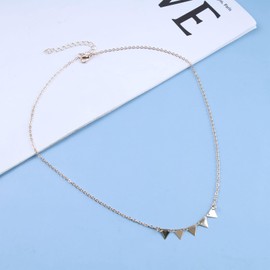 Cimenexe Bohemian Tiny Triangular Pendant Necklace Choker Triangular Tassel Choker Necklace Gold Triangular Necklace Chain Minimalist Geometric Necklace Chain Jewellery for Women and Women