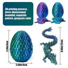 SUNNEE 3D Printed Dragon Eggs with Articulated Fly Dragon Inside Collectible Figurines Toy for Adults Kids Birthday Easter for Friends Colleagues (Purple)