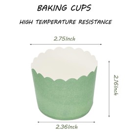 Whaline 120Pcs Sage Green Paper Baking Cups Scalloped Edge Cupcake Wrappers Gradient Green Cupcake Muffin Cases for Wedding Birthday Baby Shower, 3 Colors
