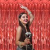 Red Foil Fringe Curtain Backdrop Curtain, Red Tinsel Curtain Party