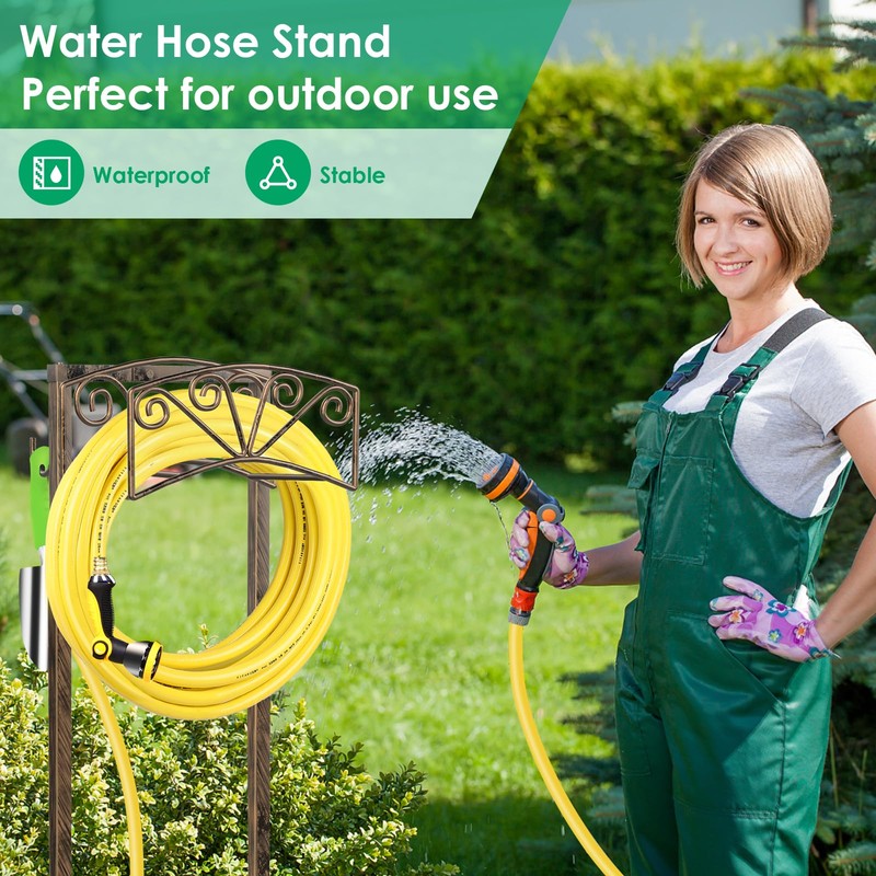 TomCare Garden Hose Holder Upgraded 4 Spikes Water Hose Holder