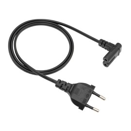 Euro Plug to C7 Female Power Cable YACSEJAO 2 Pin 90 Degree EU Plug to Euro Double Socket C7 Figure of 8 Power Connection Cables 1m