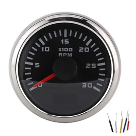 52 mm Tachometer with 3000 RPM LCD Display Tachometer with Hour Meter for Car Motorcycle Mechanical Engineering Outboard Motor Anti-Glare Anti-Fog IP67 Protection