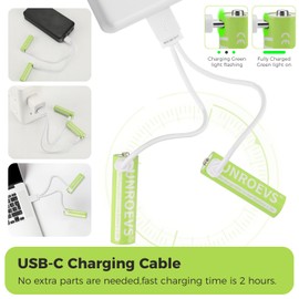 UNROEVS USB Rechargeable Lithium AA Batteries, 3400mWh 1.5V Rechargeable Double A Battery with 2-in-1 USB-C Cable,2H Fast Charge, Over 1200 Cycles. (4 Packs)