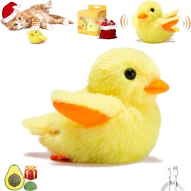 WWHHZJJ Juguetes Eléctricos Interactivos para Gatos,Juguete de Hierba Gatera,Juguete de Hierba Gatera con Pato,Activado por Tacto, USB Recargable,Gatos Ideal para Masticar, Patear y Jugar