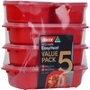 Decor Microsafe Oblong Set, Pack of 5 Pieces, Red