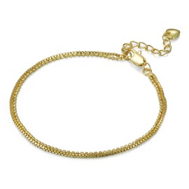 14K Gold Plated Adjustable Link Chain Bracelet for Women, Dainty Waterproof Layered Link Bracelets for Women,Dainty Jewelry Gifts for Her