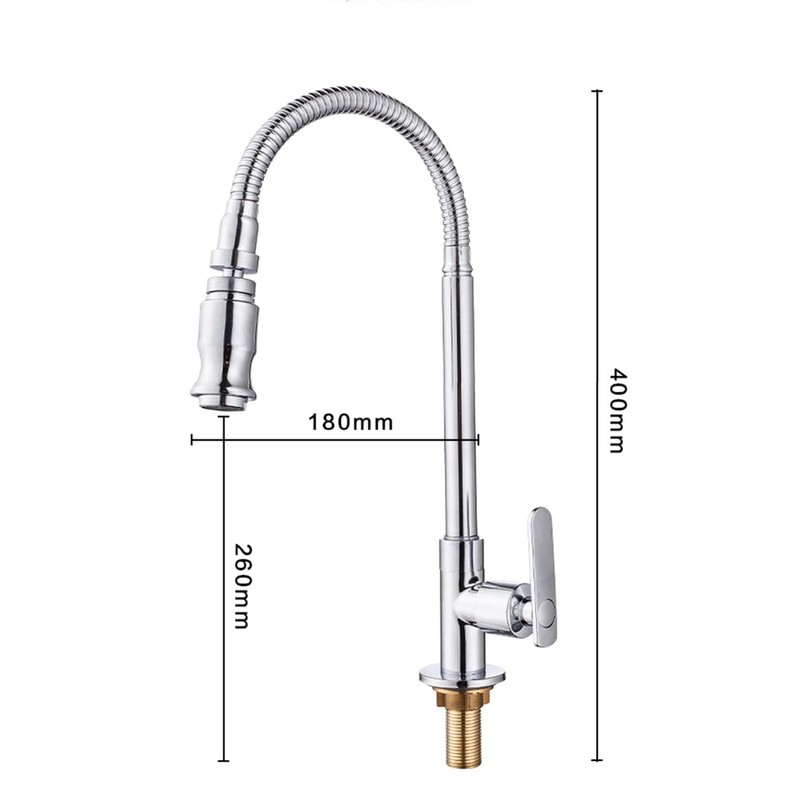 Kitchen Swivel Faucet with Cold Water Hose, Stainless Steel (AA)