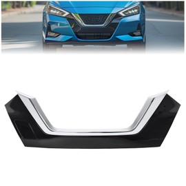 HECASA Grille Molding Compatible with 2020-2021 Nissan Versa S Sedan NI1200306 620705EE0A 62070-5EE0A Bumper Grill Plastic Painted+Chrome Black+Silvery Replacement