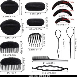 Hair Bump Sponge Volume Bases Set, 16Pcs Sponge Volume Hair Bases Set Bump it Up Inserts hair Styling Tools for Women or Girls