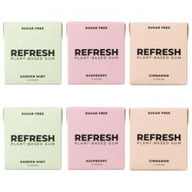 Refresh Gum Variety Pack Sugar Free Chewing Gum - Xylitol, Plant-Based, Synthetic-Free, Vegan & Non-GMO (6 Pack)