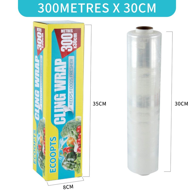 ECOOPTS Cling Wrap Plastic Food Wrap with Slide Cutter and