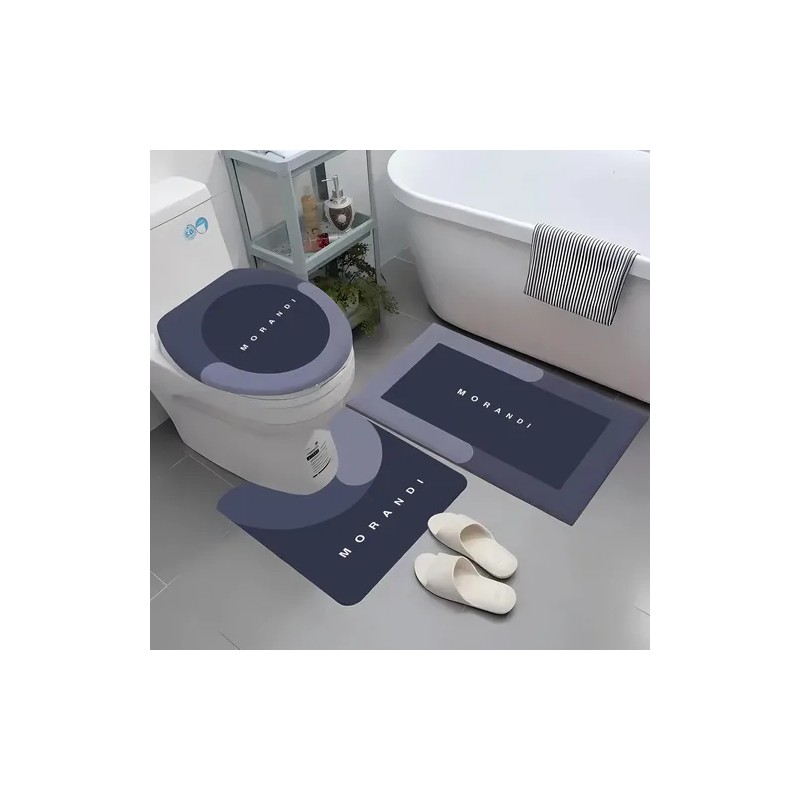 3pz Tapete Baño Ultra Suave Alfombra Antidesliz Absorbente