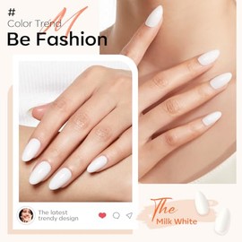 modelones Uñas Postizas Cortas De Almendra Color Blanco Lechoso De Modelones Kit Reutilizable Con Pegamento Pestañas Adhesivas Y Mini Lima 32 Uñas Pos
