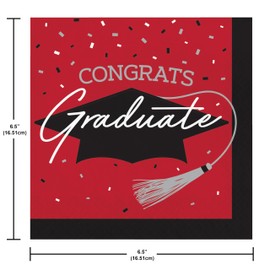 School Spirit Red Graduation Dinner Napkins, 108 Count