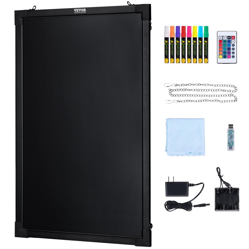VEVOR LED Message Writing Board, 16"x12" Illuminated Erasable Lighted Chalkboard,