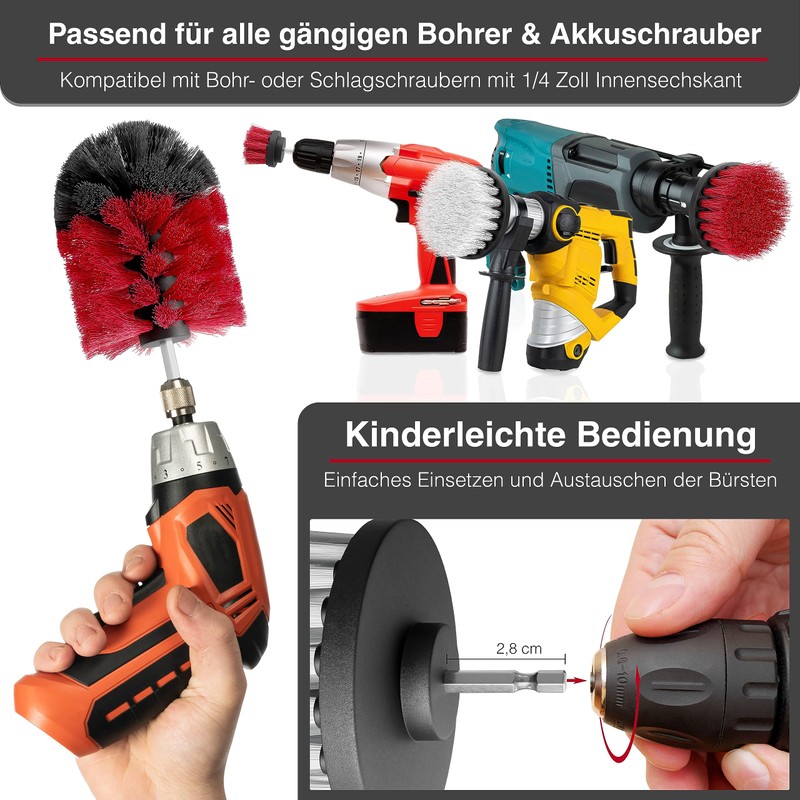 M&A Quality® Drill brush attachment set, set of 6 soft