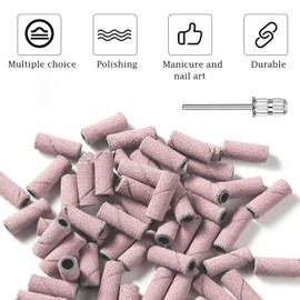 100PCS Professional Nail Sanding Bands Kit, 3mm Mandrel Drill Bits for Acrylic & Gel Removal, 180Grit Files for Manicure Pedicure, Durable Nail Art Tools (180 Grit-Pink)