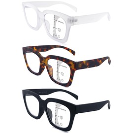 HIYANJN Progressive Reading Glasses For Women Men Oversized Oprah Style Blue Light Multifocal Readers (2.5x)