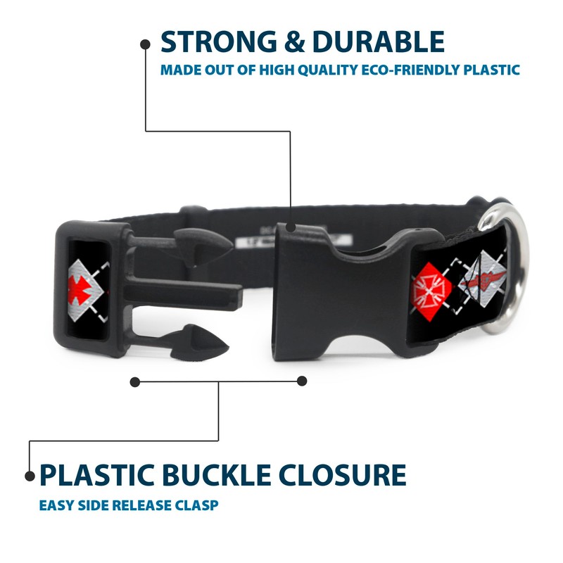 Buckle Down Plastic Clip Collar - BD Argyle Black/Red/Gray -