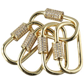Uniquer 5Pcs Brass Oval Screw Carabiner Lock Clasps,Long-Lasting Keychain Clip Hook for Jewelry Making,DIY Bracelet Necklace Accessories