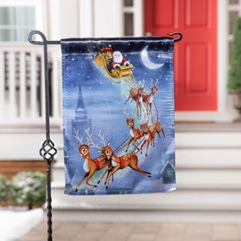 Evergreen Flag Santa Sleigh Lustre Garden Flag 12x18 Inches Double Sided | Christmas Garden Flag for Outside | Weather and Fade Resistant | Outdoor Flag For Yards and Gardens
