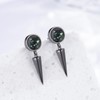 QHQPQ Black Spike Earrings 925 Sterling Silver Abalone Shell Sword