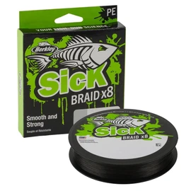 Berkley Sick Braid 8 Way Braided Fishing Line, 150 m for Freshwater or Saltwater Sea Fishing White or Black (Black, 0.23 mm - 23.6 kg)