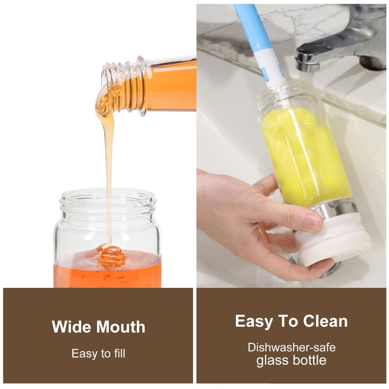 YIK TUNG 2 Pack 12 Oz Glass Honey Dispenser Pot