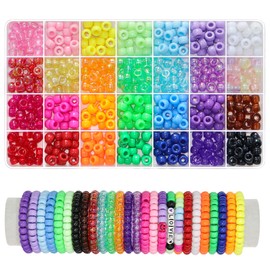 LIS HEGENSA Pony Beads Bulk,Kandi Beads for Necklace Jewelry Making Hair Braiding,Bracelets Making Kits,Hair Bead,Bracelet Beads,Plastic Beads for Crafts Braids Girls(28 Color,1000PCS)