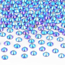 144 Pieces SS30 Sapphire AB Hotfix Rhinestones Flatback Round Crystal Glass Rhinestones Gems for Crafts Nail Face Art Clothes Shoes Bags DIY