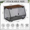 Teenyyou 2 Pack Stackable Metal Mesh Storage Basket with Wood