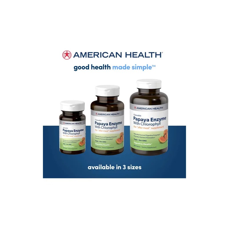 American Health Enzima De Papaya Con Clorofila 600 Tabletas