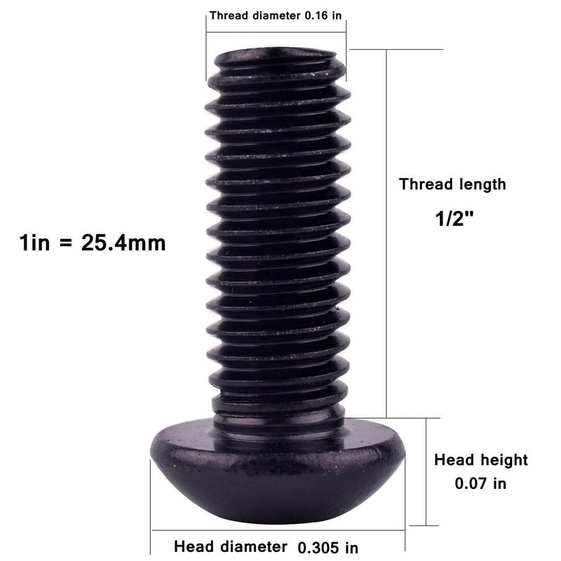 VAMUOEFL 8-32 x 1/2" Button Head Socket Cap Bolts Screws