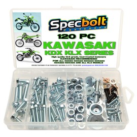 120pc Specbolt Kawasaki KDX Two Stroke Bolt Kit for Maintenance & Restoration of Dirtbike OEM Spec Fastener KDX80 KDX125 KDX175 KDX200 KDX220 KDX250 & KDX450
