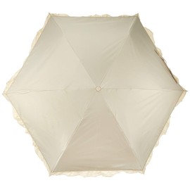 [2022] Wpc. 801-134 Parasol, Classic Ruffle, Mini, Beige, 19.7 inches (50 cm), Full Light Blocking, 100% UV Protection, For Both Sun and Rainy Weather