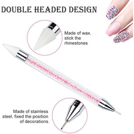 Crystals AB Nail Art Rhinestones Decorations Nail Stones for Nail Art Supplies and Clear Crystal Rhinestones with Pick Up Tweezer and Rhinestone Picker Dotting Pen