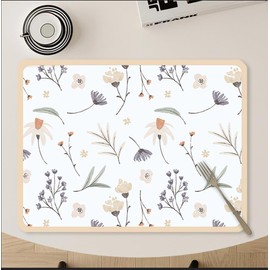 Dish Drying Mat - Super Absorbent Kitchen Counter Drying Mat,Easy Clean Dish Mat,Oil & Stain Resistant,Perfect for Dishes, Coffee Bar, and Countertops (Orange flower, 15.7''x11.8'')