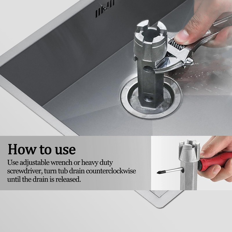 WBJKZJD Tub Drain Remover Wrench, Heavy Duty Drain Wrench Aluminum