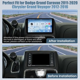 4+128G Radio for Dodge Grand Caravan 2011-2020/Chrysler Grand Voyager 2012-2016, 9" Touch Screen Bluetooth Radio with Wireless CarPlay/Android Auto, WiFi, Bluetooth 5.0, EQ, GPS Navigation, 1280 * 720