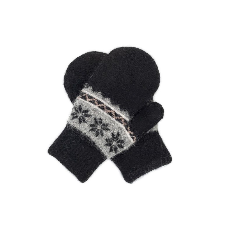 Kids Winter Soft Warm-Knit-Mittens, Boys-Girls Snowflake-Print Warmly Double-Layer Snow-Mittens Ski-Gloves