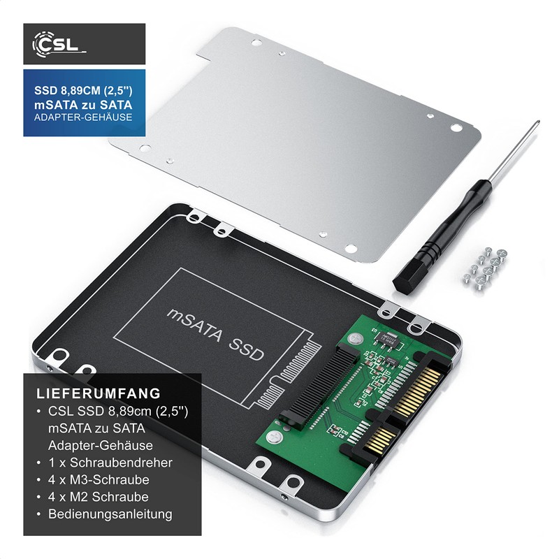 CSL Hard Drive Enclosure SSD 8.89 cm (2.5 Inch) mSATA