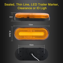 Qiping 2 x LED Marker Light Orange 12 V 24 V LED Outline Light Yellow Amber Position Light with E-Mark for Trucks, Car Trailers, Caravans, Cars, Tractors