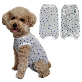 Paipeper Dog's Recovery Suit Post Surgery Shirt for Puppy, Small Dog Surgical Recovery Suit for Female Male Dogs, Dog Onesie Protect Surgical Wound(Grey Stars-XXS)