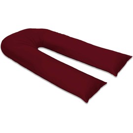 Crescent Collection U Shaped Pillowcase Cover Pregnancy Maternity Nursing Full Body Pillowcase Cover (Burgundy, 9FT U Pillowcase Cover Only)