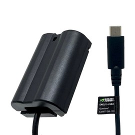 Wasabi Power DCC-ENEL15 Dummy Battery DC Coupler with USB-C Input for Nikon EN-EL15, EP-5B and Nikon 1 V1 D500 D600 D610 D750 D780 D800 D800E D810 D810A D850 D7000 D7100 D7200 D7500 Z5 Z6 Z6II Z7 Z7II