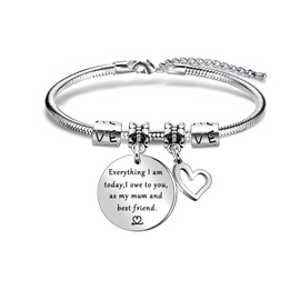 YESPTONRY Mum Gift,Silver Bracelet for Women Lady,Mothers Day Gift from Daughter Son,Mother Bracelet,Thanksgiving Gift for Mum