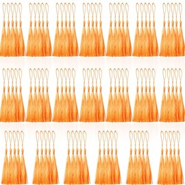 Creatrill 100 Pcs Orange Mini Tassels 13cm/5 Inch with Loops for Bookmarks, Graduation Decors, Jewelry Making, DIY Projects