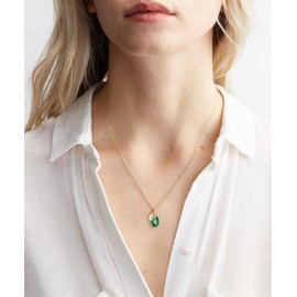 Me&Hz 14K Gold Filled May Birthstone Necklace Engraved Initial N Necklace for Women Mom Daughter Grandma Emerald Green Crystal Initial Pendant Necklace Birthday Christmas Mother’s Day Gift