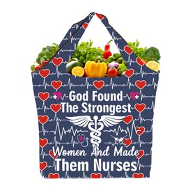 TOBGBE Nurse Christian Gifts God Found The Strongest Women and Made Them Nurses Foldable Grocery Doctor Medical Nursing Totes (Made Them Nurses F TE)